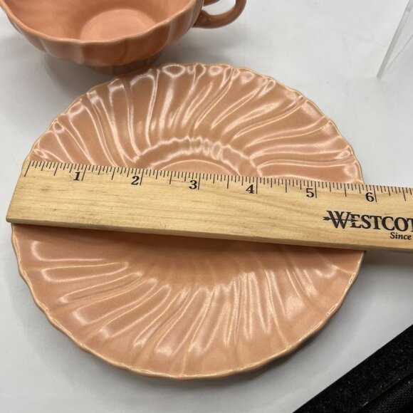 Franciscan Pottery Coronado Satin Coral Cream Bouillon Soup Bowl with Saucer - Picture 9 of 11